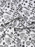 Maheshwari fancy saree white color allover prints & zari border with zari pallu and plain blouse