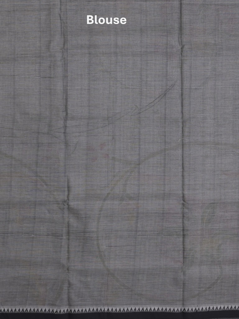 Mangalagiri pattu saree in grey color allover prints and temple border with contrast plain blouse