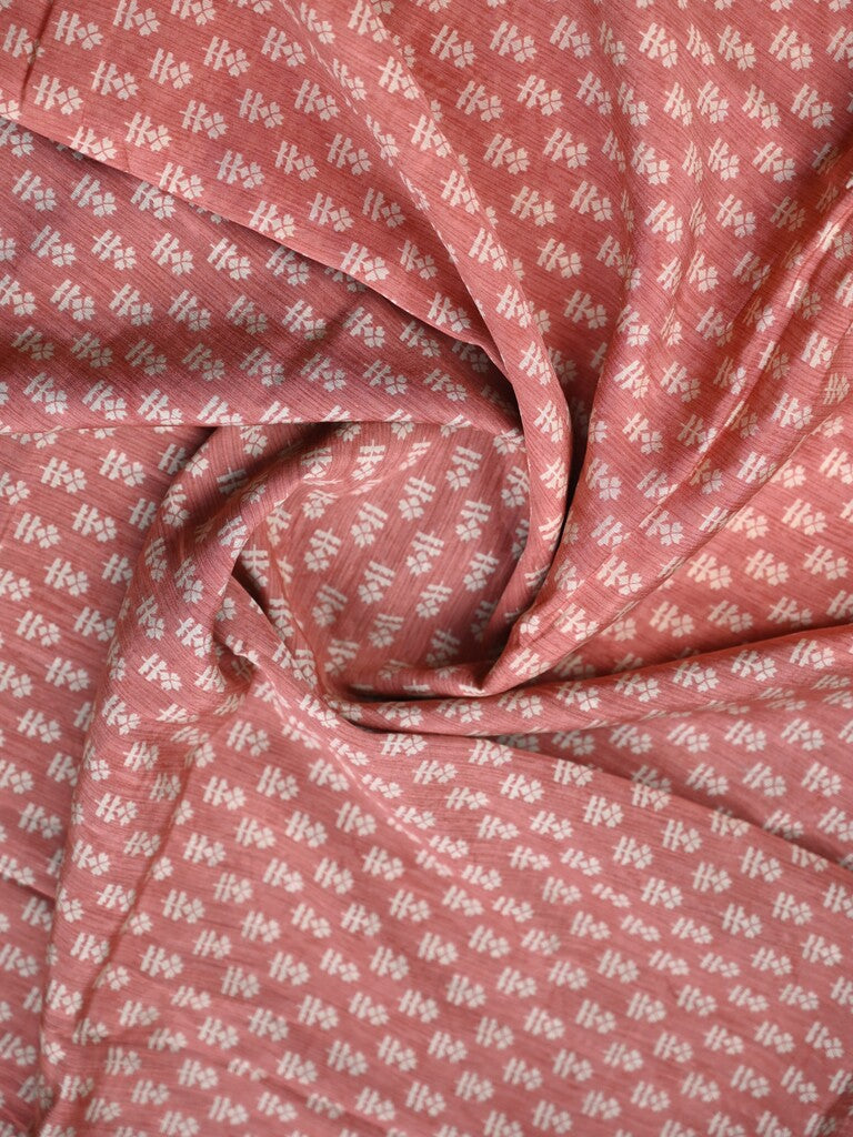 Maheshwari fancy saree light pink color allover prints & zari border with zari pallu and plain blouse
