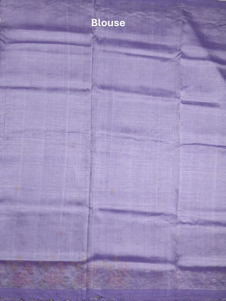 Mangalagiri fancy saree in lavender color allover embroidery and cutwork border with plain blouse