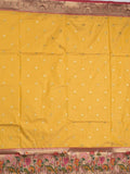Banaras pattu saree golden yellow color allover zari motifs & paithani border with paithani pallu and contrast blouse