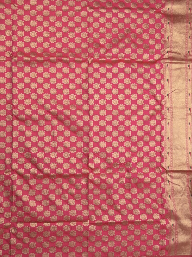 Banaras pattu saree golden yellow color allover zari motifs & paithani border with paithani pallu and contrast blouse