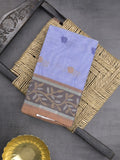 Dhaka cotton saree in blue color allover motifs with contrast pallu