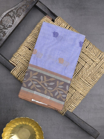 Dhaka cotton saree in blue color allover motifs with contrast pallu