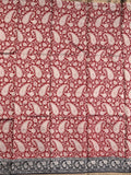 Maheshwari fancy saree red color allover prints & printed zari border with contrast pallu and attached blouse