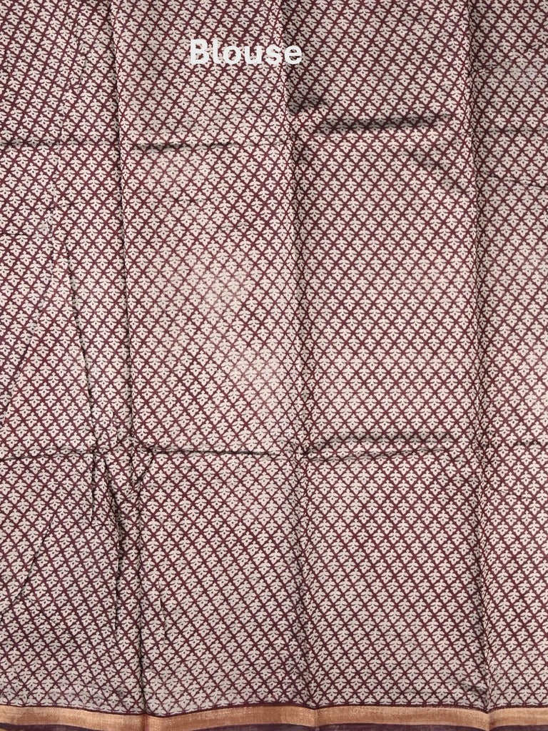 Maheshwari fancy saree black color allover prints & printed zari border with contrast pallu and attached blouse