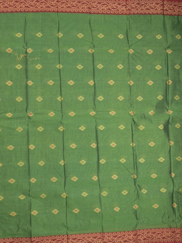 Dhaka cotton saree in bottle green color allover motifs with contrast pallu and attached blouse
