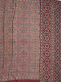 Modal silk fancy saree maroon color allover prints & small kaddi border with zari pallu and printed blouse