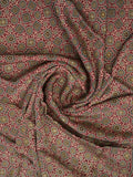 Modal silk fancy saree maroon color allover prints & small kaddi border with zari pallu and printed blouse
