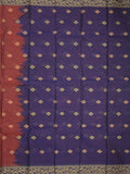 Dhaka cotton saree in maroon color allover motifs with contrast pallu and attached blouse