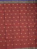 Dhaka cotton saree in maroon color allover motifs with contrast pallu and attached blouse