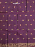 Dhaka cotton saree in navy blue color allover motifs with contrast pallu and attached blouse