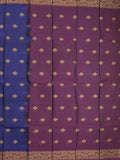 Dhaka cotton saree in navy blue color allover motifs with contrast pallu and attached blouse