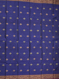 Dhaka cotton saree in navy blue color allover motifs with contrast pallu and attached blouse