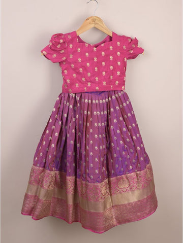 Girls Traditional Pattu Lehenga Set | purple | Festive & Ethnic Wear | 5-6 years