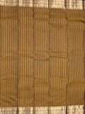 Kanchi pattu saree brown color allover zari motifs & zari border with rich pallu and contrast plain blouse