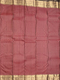 Kanchi pattu saree dark onion pink color allover zari motifs & zari border with rich pallu and contrast plain blouse