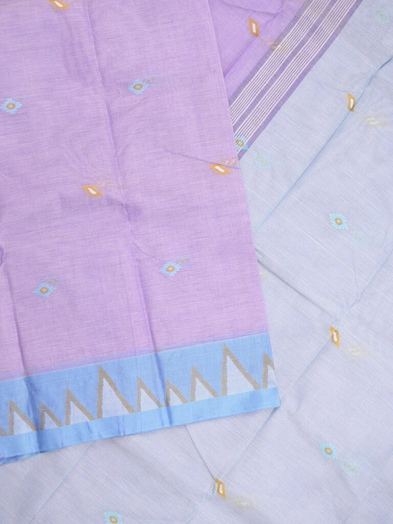 Dhaka cotton saree in purple color allover motifs with contrast pallu