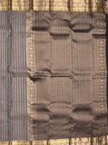 Kanchi pattu saree grey color allover zari motifs & zari border with rich pallu and contrast plain blouse