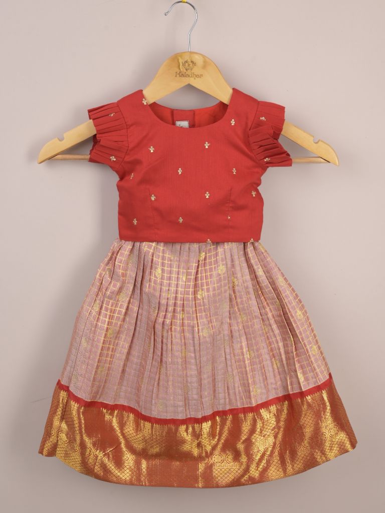 Girls Traditional Pattu Lehenga Set | Festive & Ethnic Wear | 1-2 years