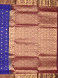 Kanchi pattu saree royal blue color allover zari motifs & zari border with rich pallu and contrast plain blouse