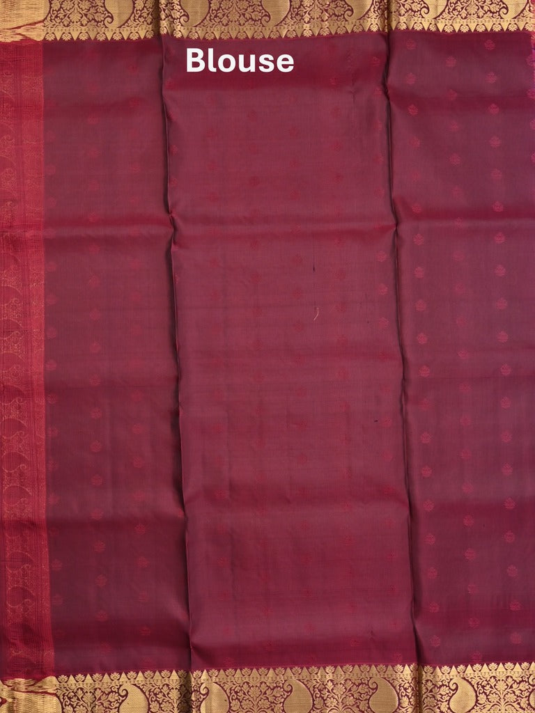 Kanchi pattu saree royal blue color allover zari motifs & zari border with rich pallu and contrast plain blouse