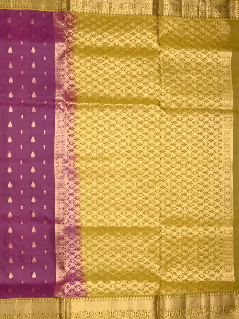 Kanchi pattu saree dark wine color allover zari motifs & zari border with rich pallu and contrast plain blouse