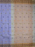 Dhaka cotton saree in blue color allover motifs with contrast pallu