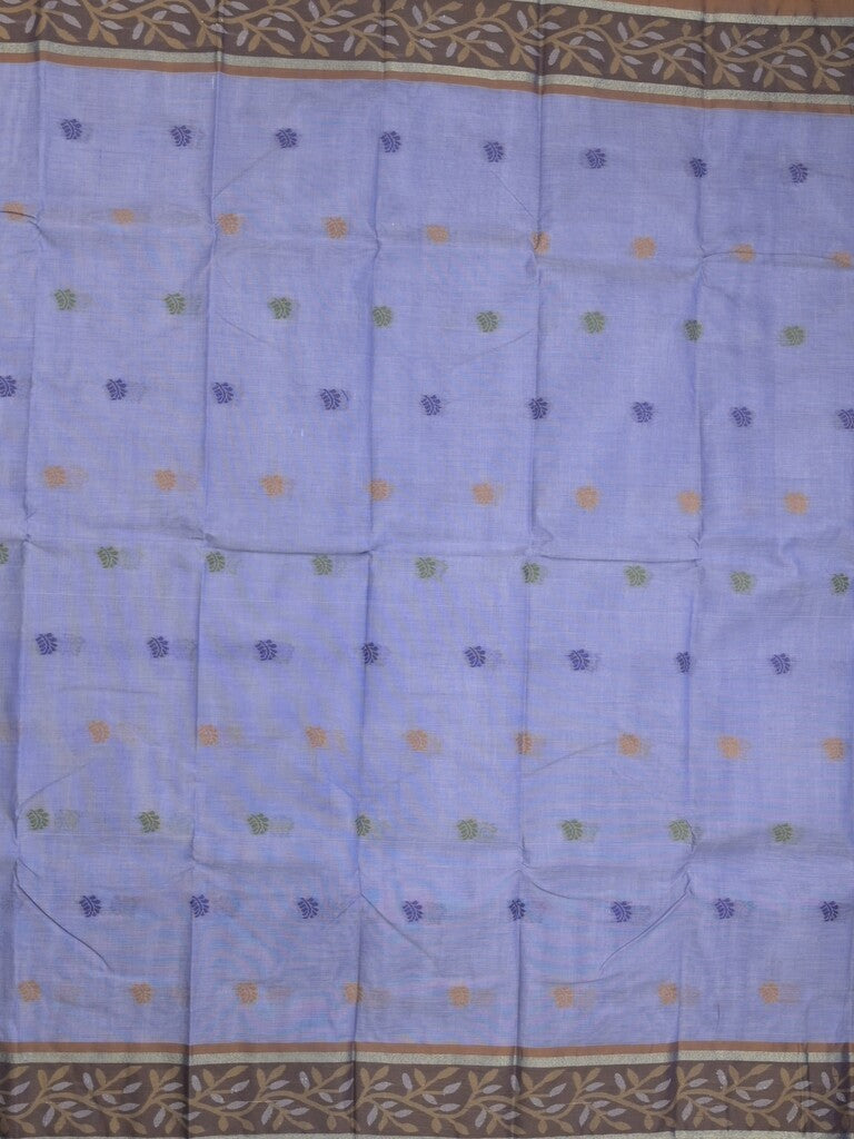 Dhaka cotton saree in blue color allover motifs with contrast pallu