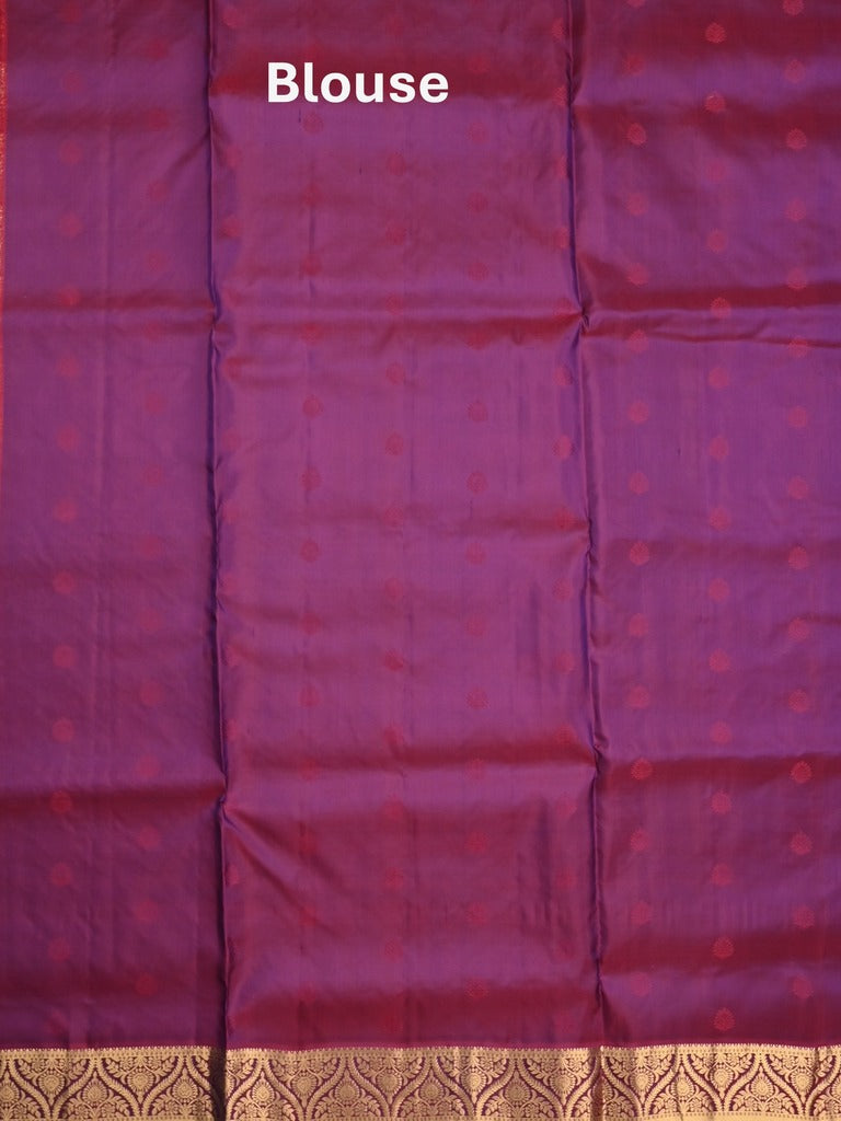 Kanchi pattu saree peacock blue color allover zari motifs & zari border with rich pallu and contrast plain blouse