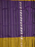 Kanchi pattu saree violet color allover zari motifs & zari border with rich pallu and contrast plain blouse