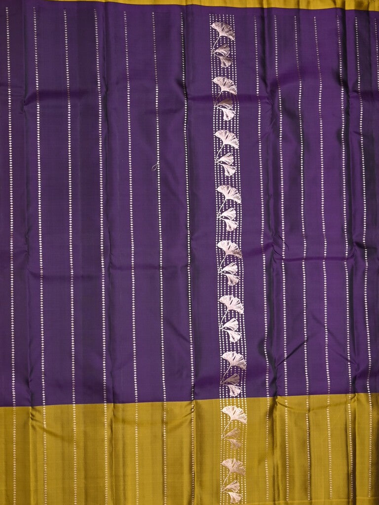 Kanchi pattu saree violet color allover zari motifs & zari border with rich pallu and contrast plain blouse