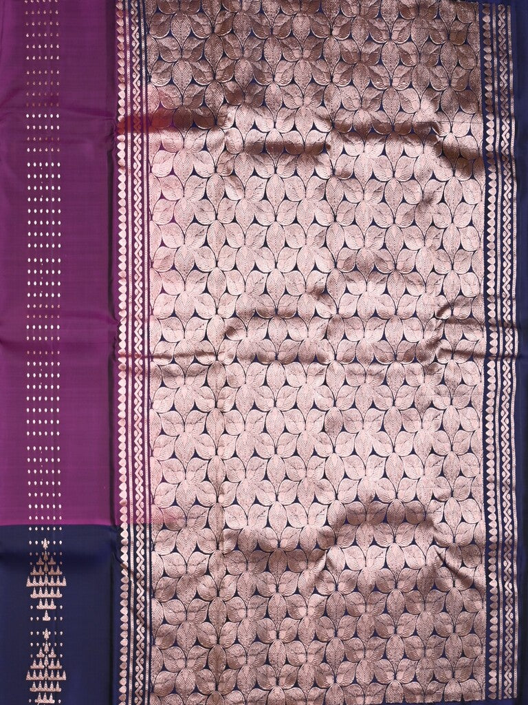 Kanchi pattu saree dark wine color allover zari motifs & zari border with rich pallu and contrast plain blouse