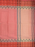 Dhaka cotton saree in red color allover checks with contrast pallu