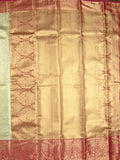 Kanchi pattu saree cream color allover zari weaves & kanchi border with rich pallu and contrast blouse