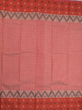 Dhaka cotton saree in red color allover checks with contrast pallu