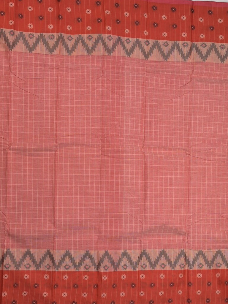 Dhaka cotton saree in red color allover checks with contrast pallu