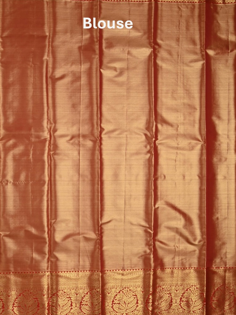 Kanchi pattu saree navy blue color allover zari weaves & kanchi border with rich pallu and contrast blouse