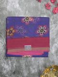 Kota fancy fancy saree royal blue color allover prints & zari border with printed pallu and contrast plain blouse