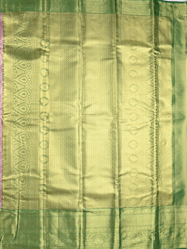 Kanchi pattu saree light purple color allover zari weaves & kanchi border with rich pallu and contrast blouse