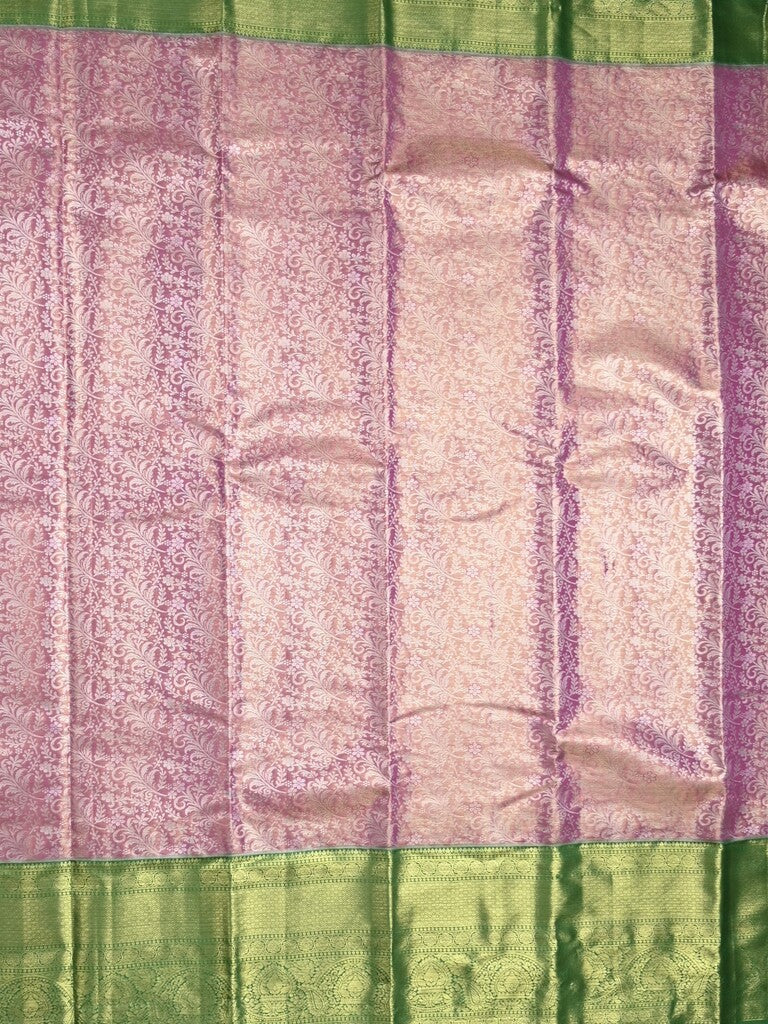 Kanchi pattu saree light purple color allover zari weaves & kanchi border with rich pallu and contrast blouse