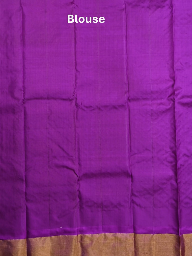 Gadwal pattu saree white color allover zari weaves & kanchi border with rich pallu and contrast plain blouse