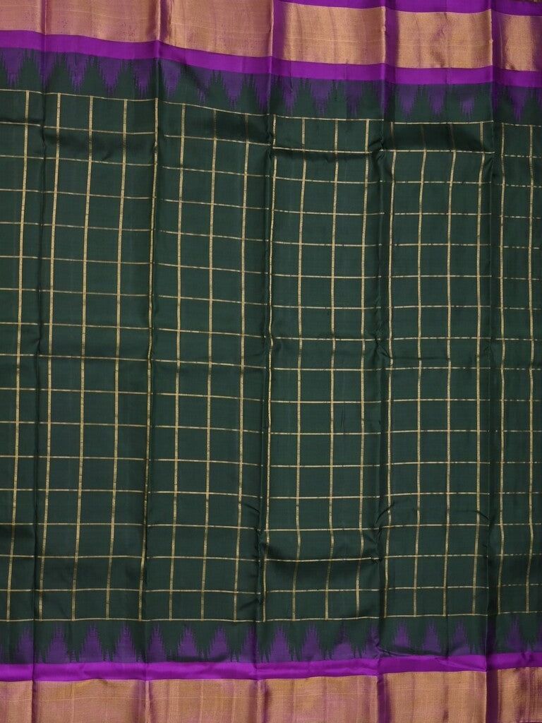 Gadwal pattu saree black color allover zari weaves & kanchi border with rich pallu and contrast plain blouse