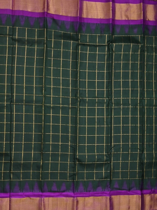 Gadwal pattu saree black color allover zari weaves & kanchi border with rich pallu and contrast plain blouse