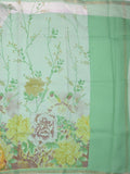 Kota fancy fancy saree white color allover prints & zari border with printed pallu and contrast plain blouse