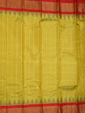 Gadwal pattu saree golden yellow color allover zari weaves & kanchi border with rich pallu and contrast plain blouse