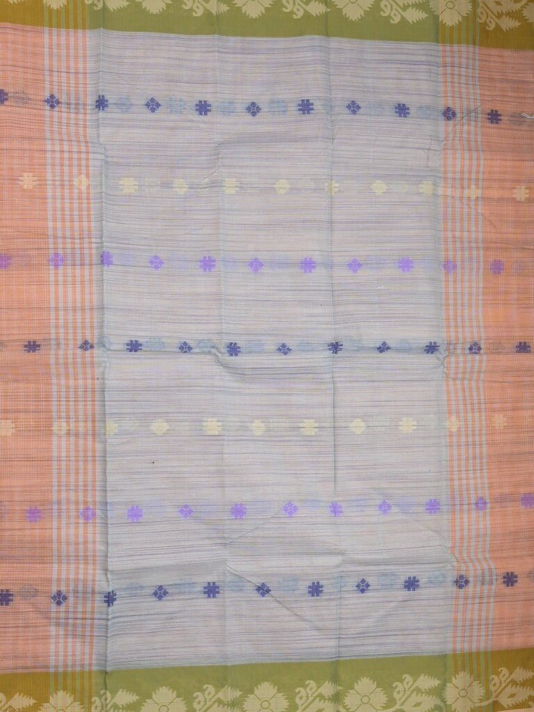 Dhaka cotton saree in light pink color allover motifs with contrast pallu