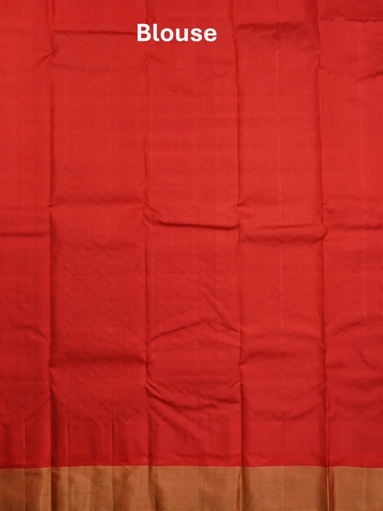 Gadwal pattu saree golden yellow color allover zari weaves & kanchi border with rich pallu and contrast plain blouse