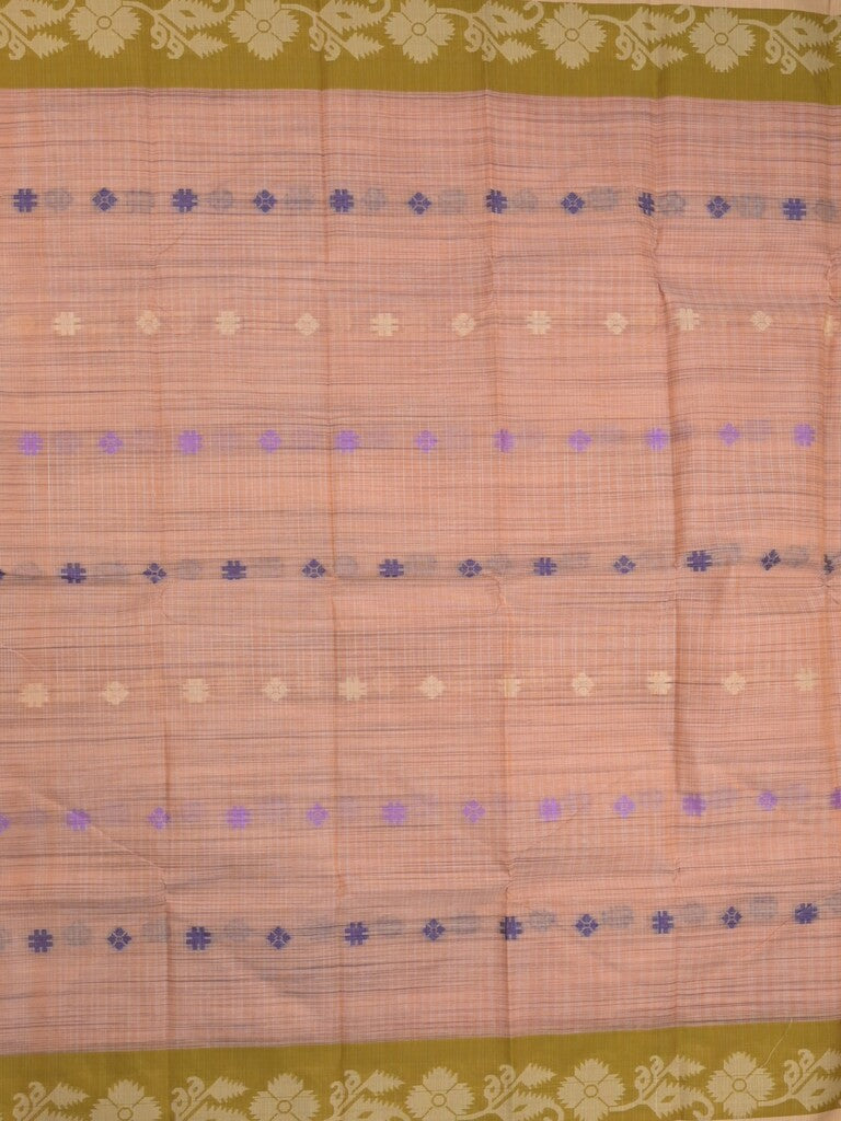 Dhaka cotton saree in light pink color allover motifs with contrast pallu