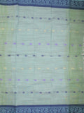 Dhaka cotton saree in light green color allover motifs with contrast pallu